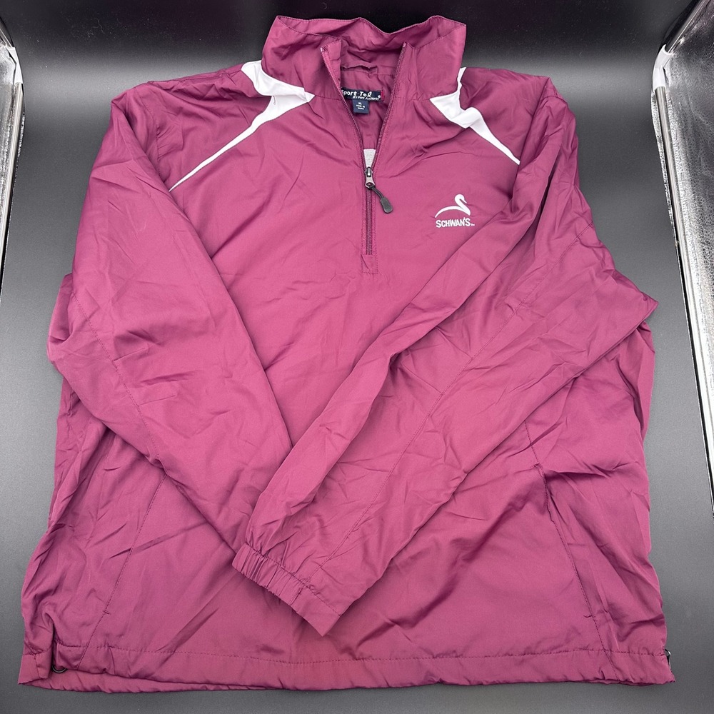Mens Sport Tek Pullover Jacket XL Burgundy Schwan's Windbreaker Lightweight
